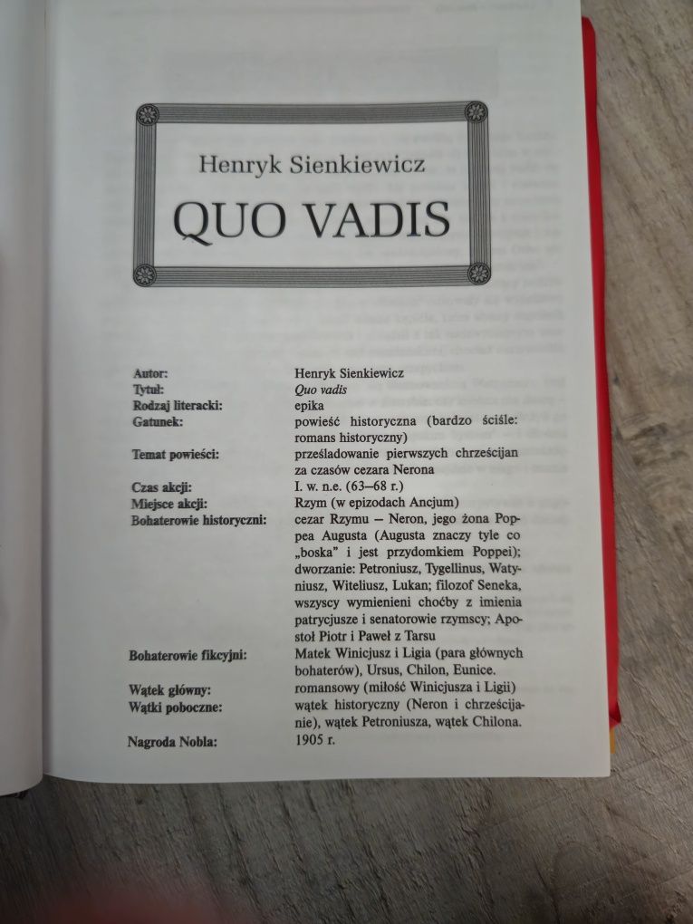 "Quo Vadis" - Henryk Sienkiewicz lektura z opracowaniem