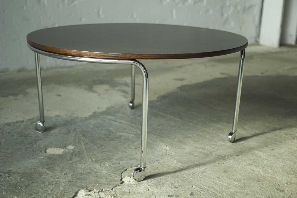 Stolik kawowy bauhaus vintage okrągły chromowany