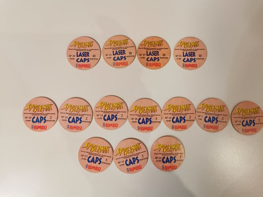 TAZOS: Caps Spider-Man, Power Rangers, Street Fighter, DONETTES, etc