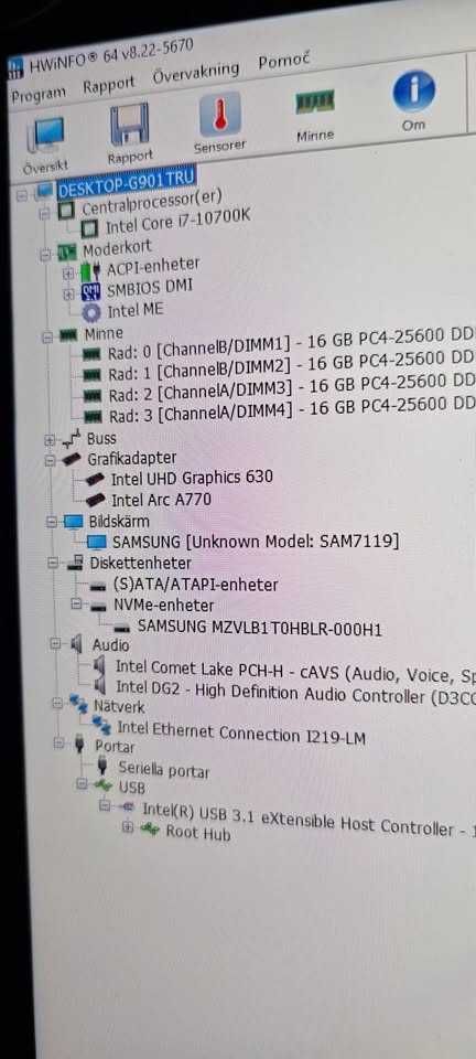 Komputer stacjonarny HP Z2 G5 Tower i7-10700k 64GB 1TB IntelArc A770