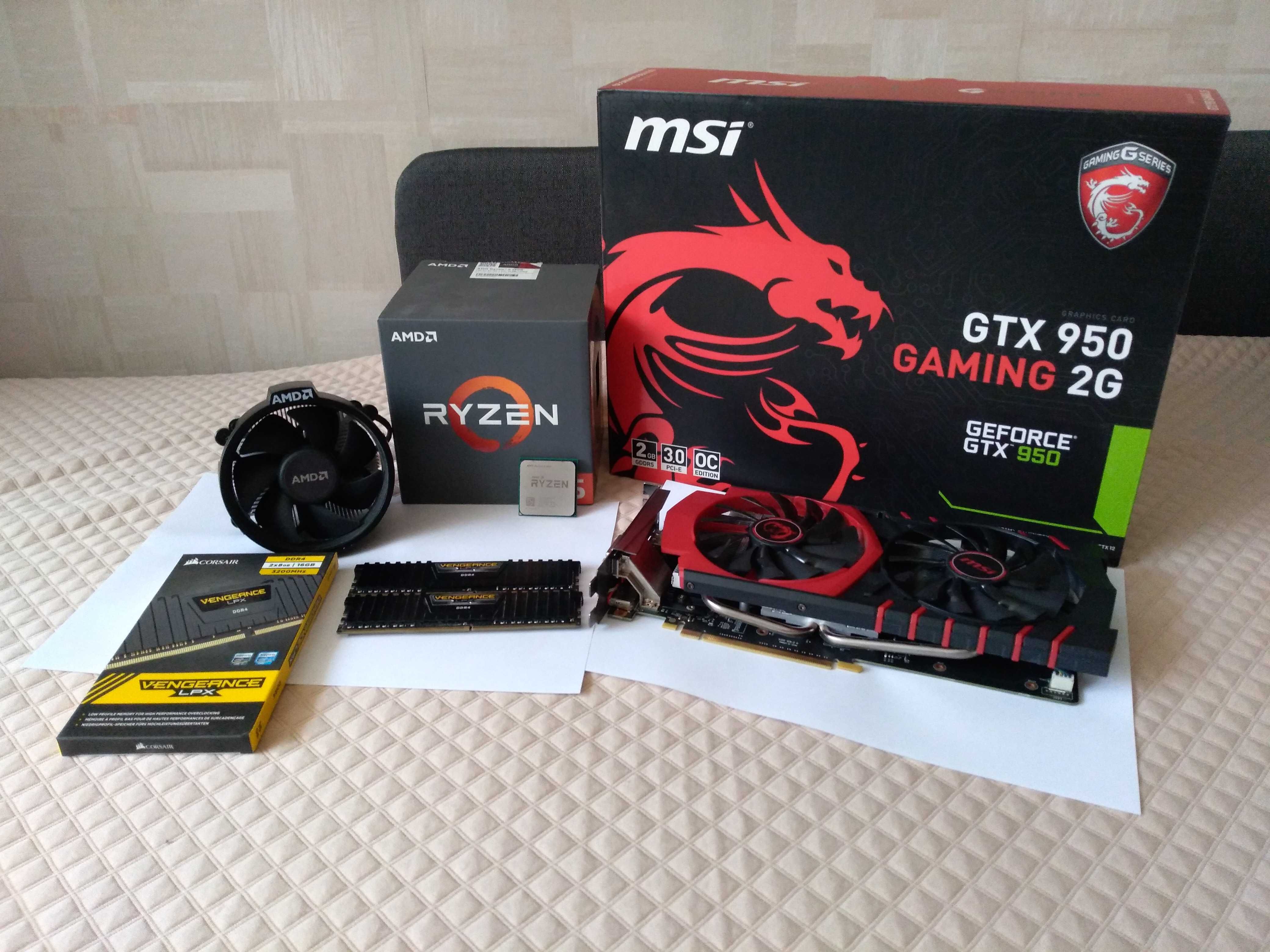 Ryzen 5 1600 BOX + Corsair DDR4 16GB 3200 i GeForce GTX 950 GAMING 2G