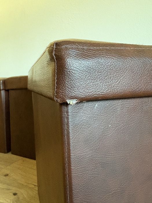 3szt. pufa skladana brazowa skórzana pojemnik