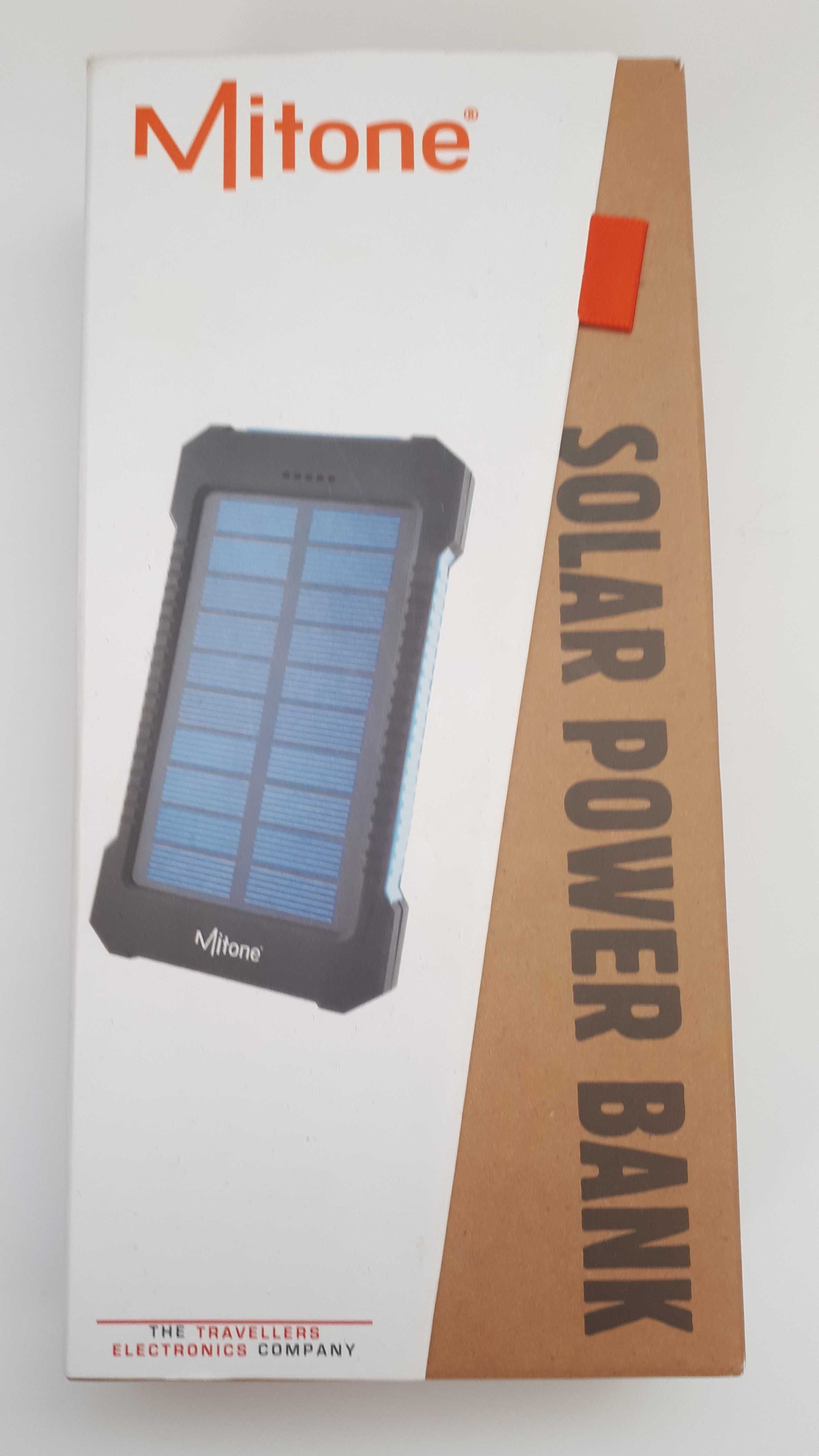Powerbank solarny z kompasem, diodą LED i karabińczykiem (nowy)
