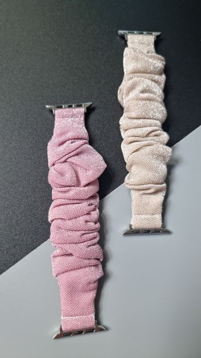 Scrunchie pasek do Apple Watch 42/44/45/49 mm - różowy / kurkuma