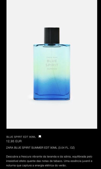 BLUE SPIRIT EDT 90ML Zara NOVO