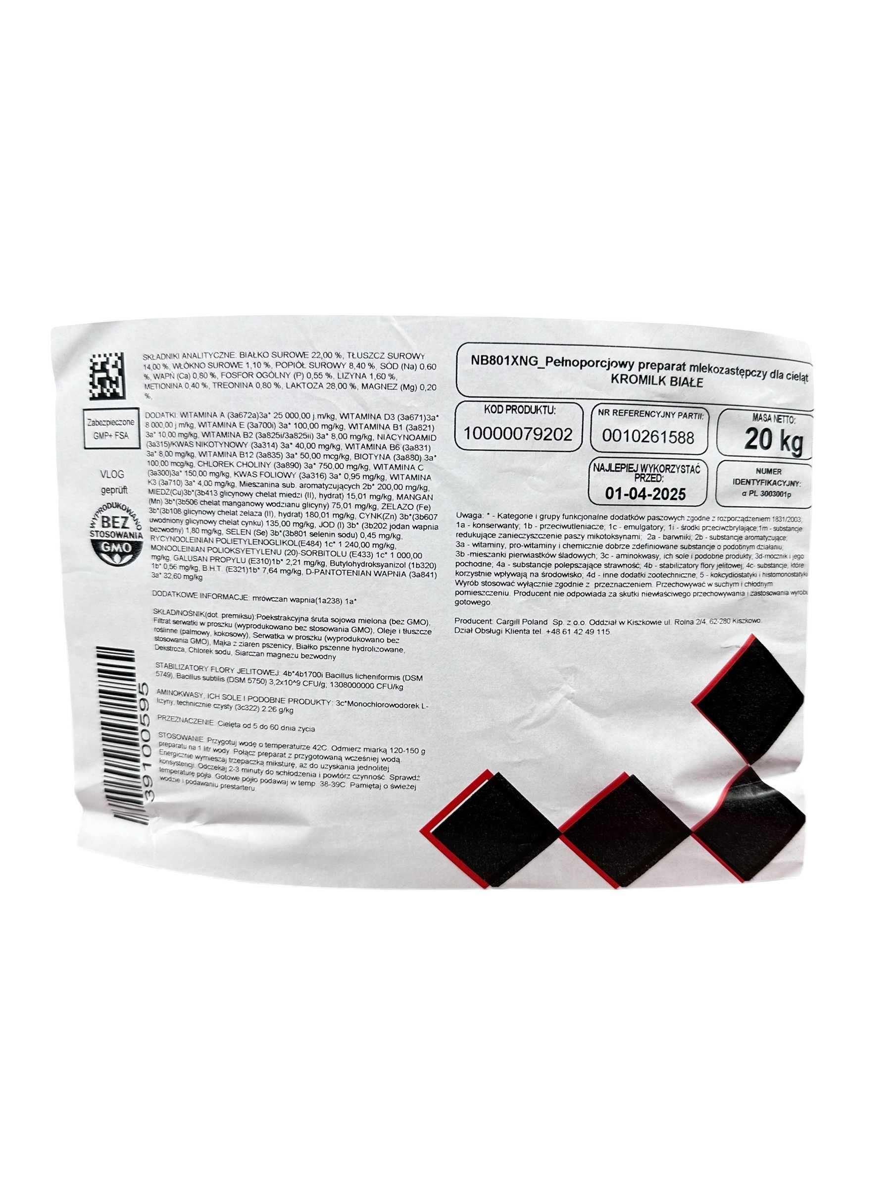 Kromilk mleko dla cieląt białe Nutrena 20kg