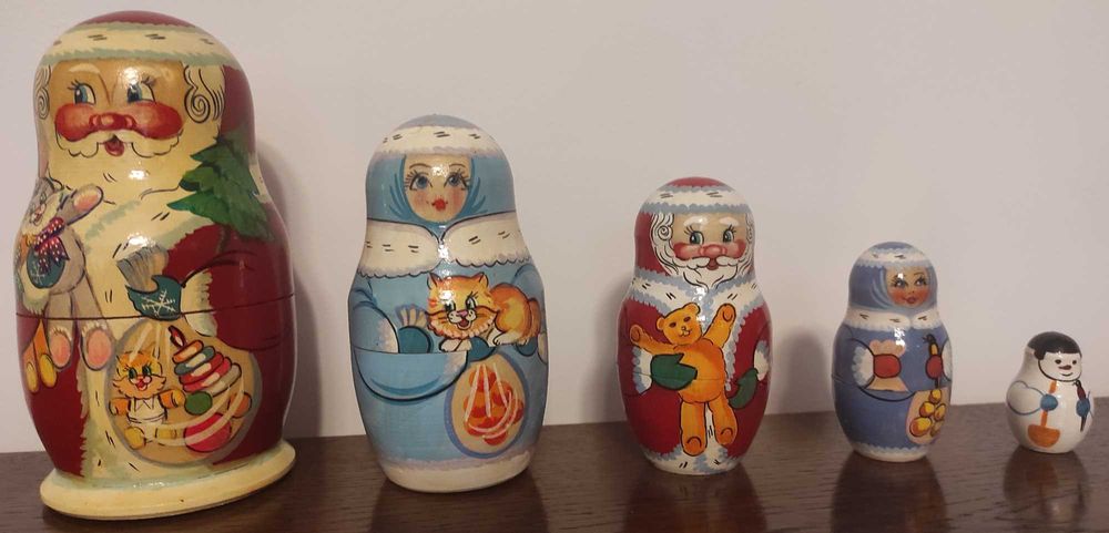 Matrioszka matrioszki Mikołaj Dziadek Mróz Śnieżynka Bałwan ZSRR nr2