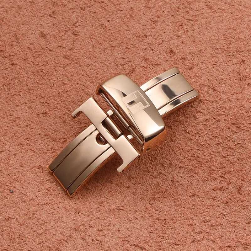Zapięcie motylkowe 18mm do zegarka Tissot klamra różowe złoto srebrna
