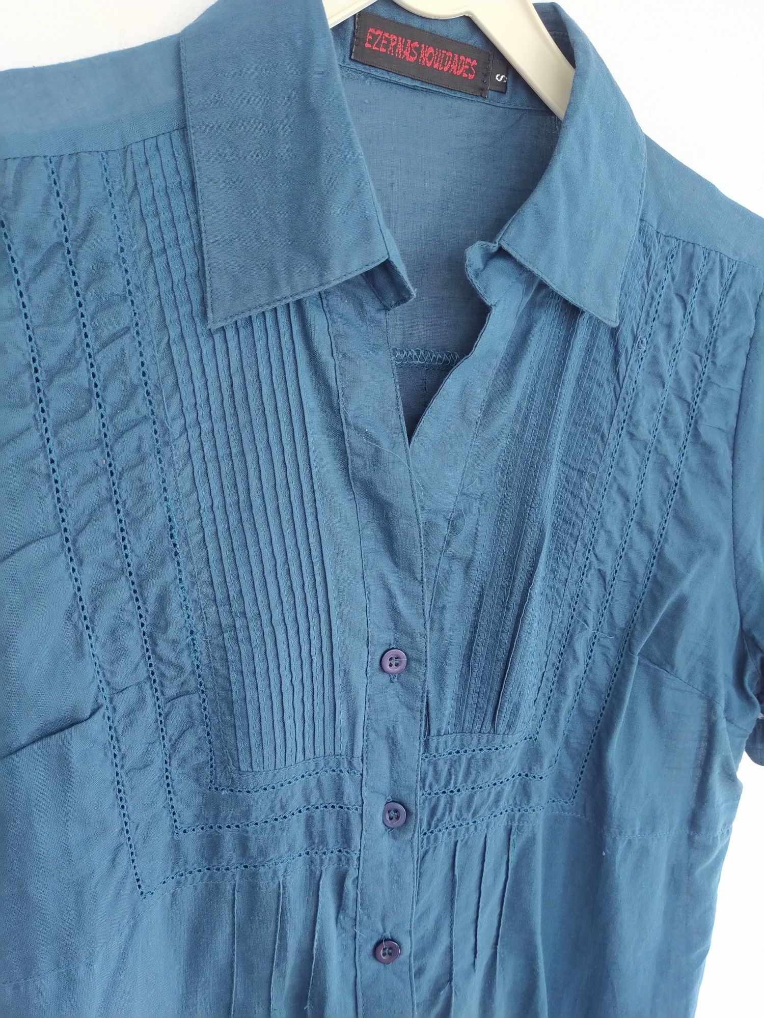 Blusa azul com bordado - Eternas Novidades - Tamanho S