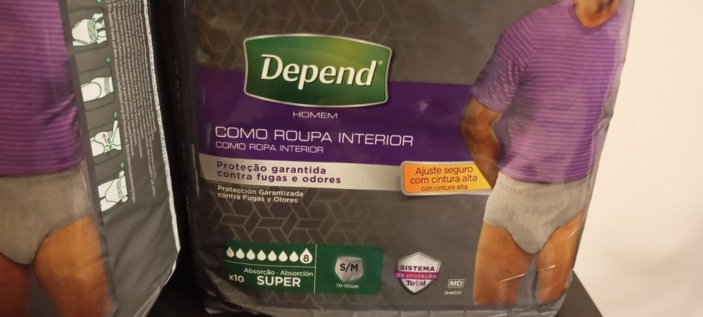 Cueca / fralda homem incontinência Depend