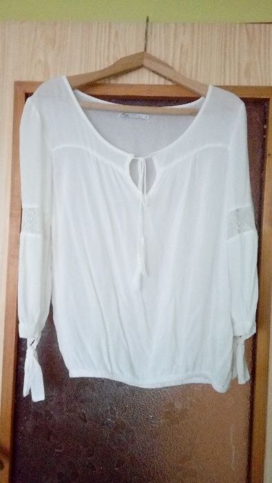 Kremowa bluzka z wiskozy S House hippie boho