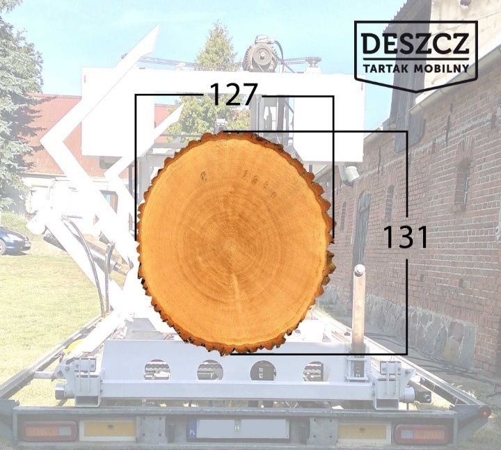 Trak, tartak mobilny, przecieranie drewna