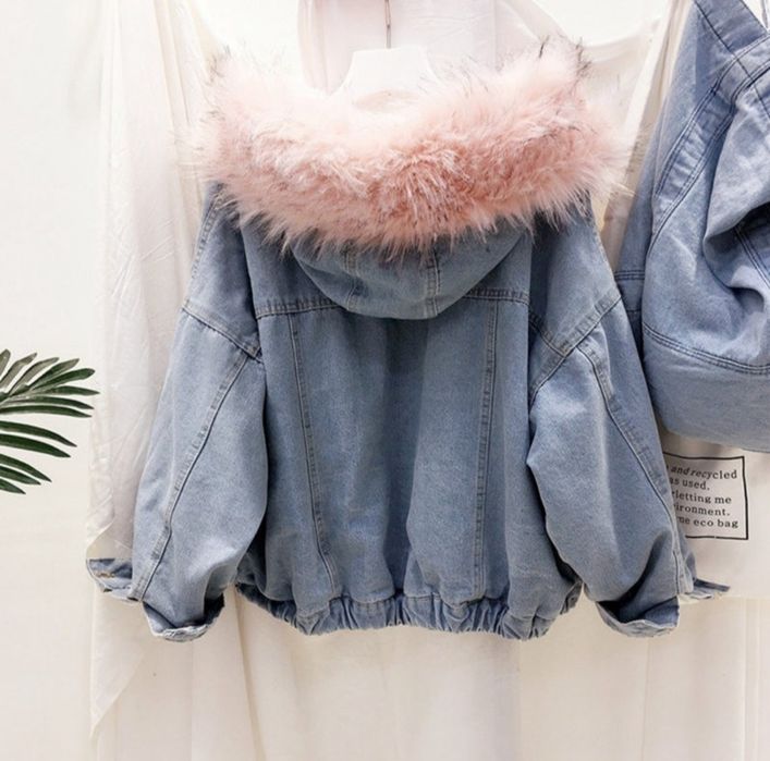 Куртка джинсова жіноча з хутром демісезон