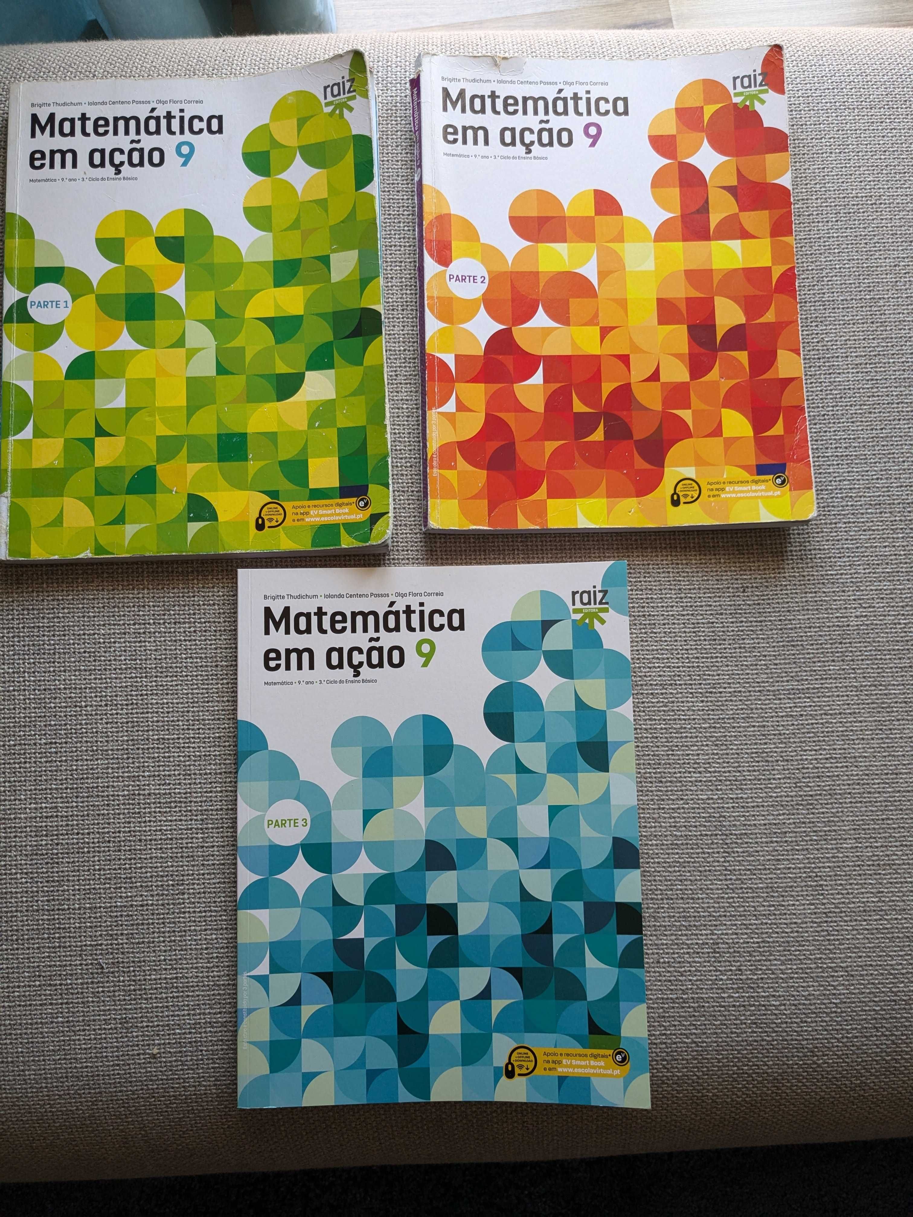 Manuais e cadernos 9º ano Matemática, História, Ciências Naturais, etc
