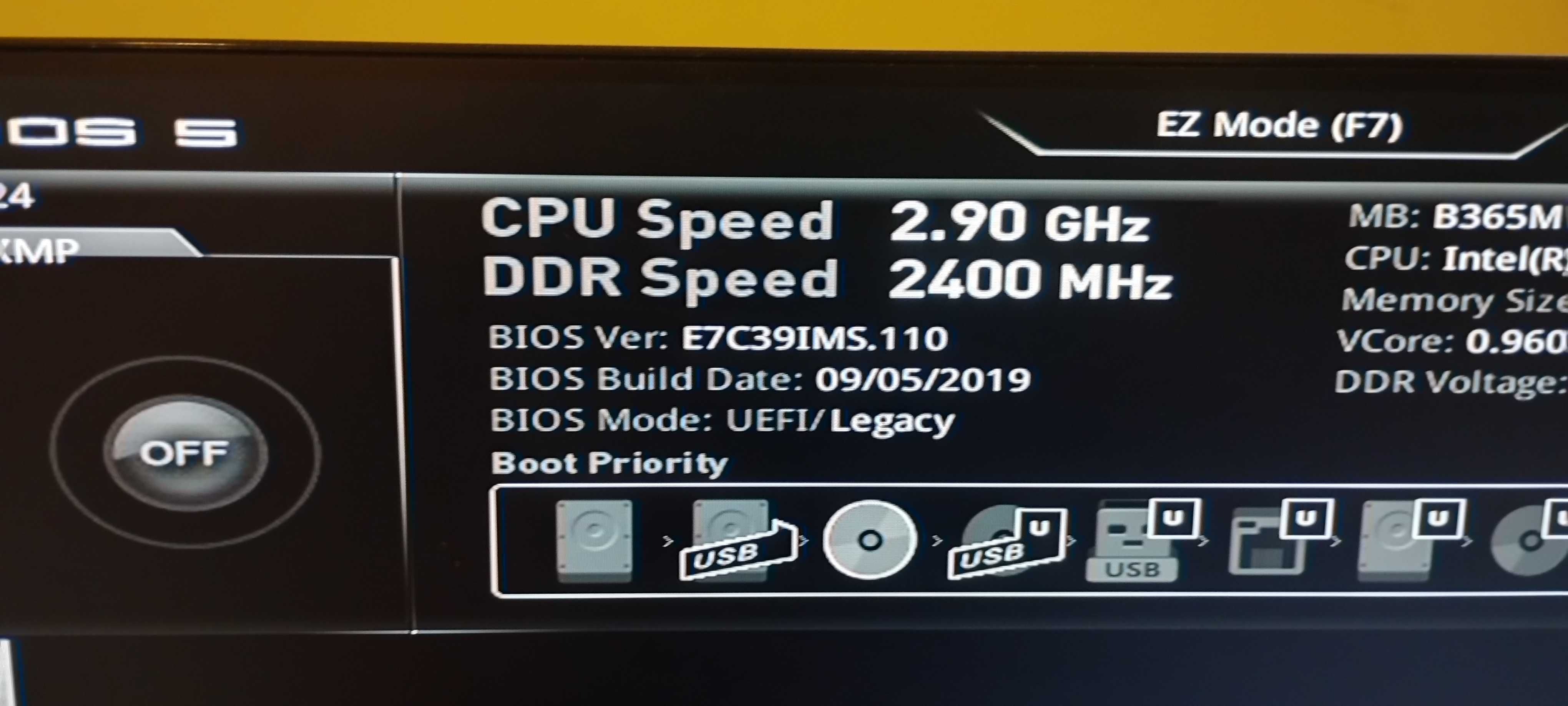 ПК MSI B365m Pro i5 9400 DDR4 8Gb HHD SDD
