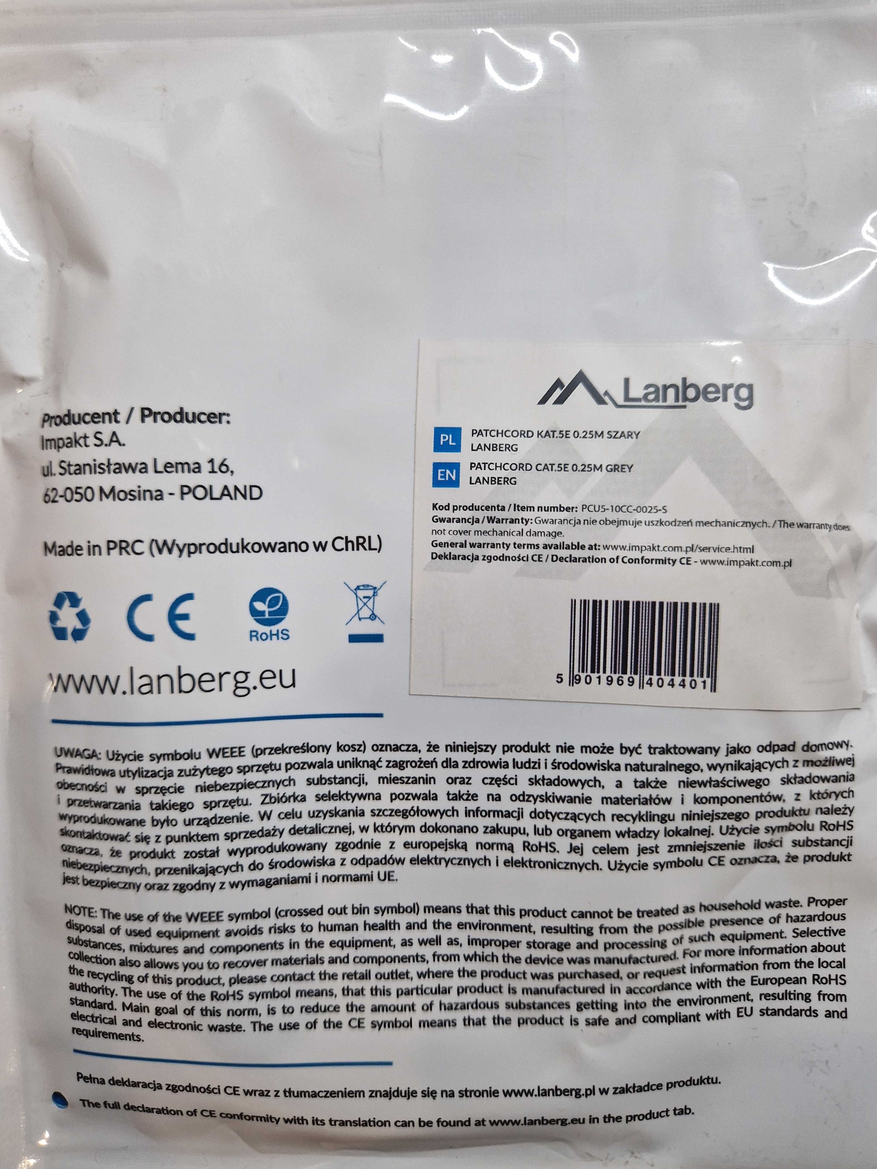 Patchcord kabel 30 szt. 25cm 30cm UTP RJ45 5e