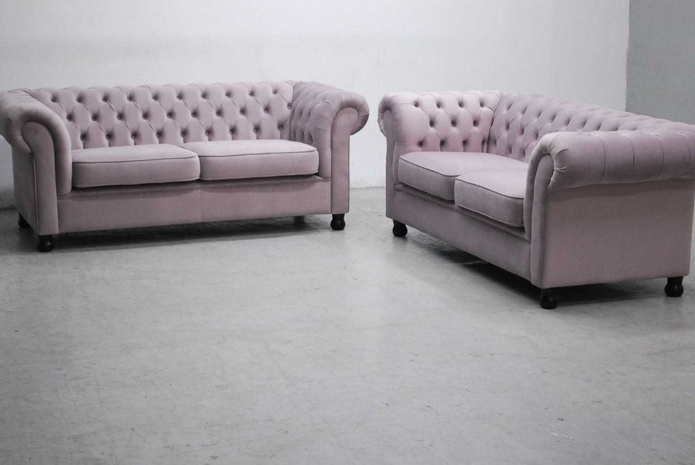 REL nowy fantastyczny komplet 3+3  SOFA kanapa welur tkanina fiolet