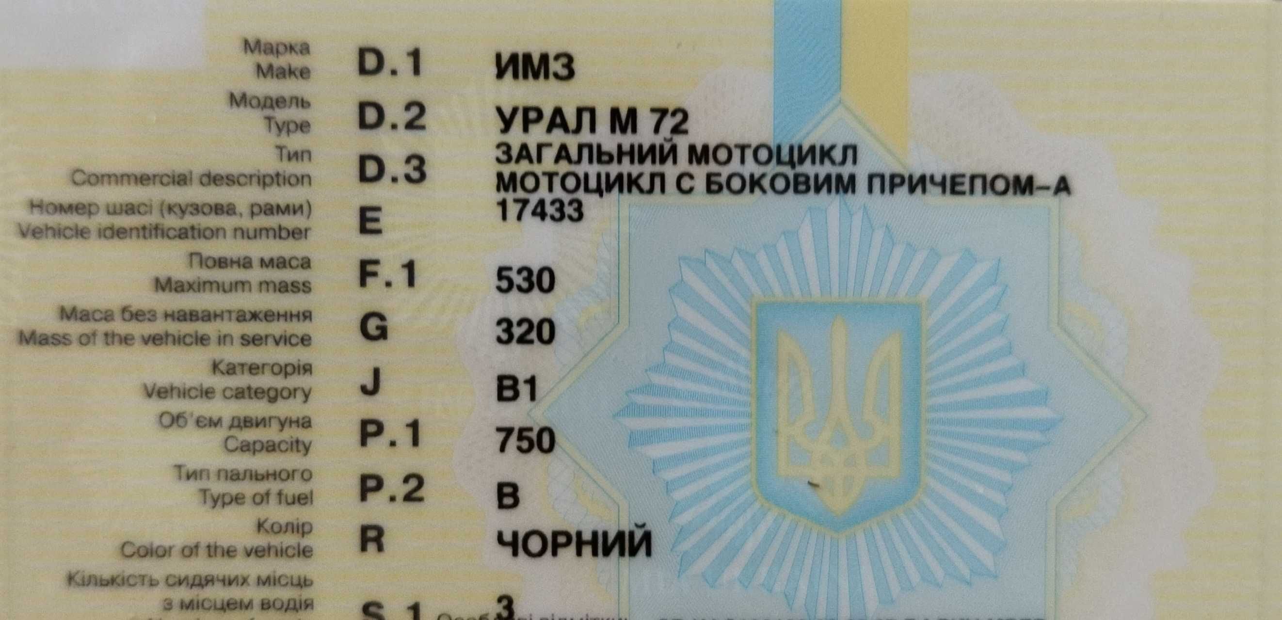 Мотоцикл Урал М 72, з коляскою (причепом) спадщина