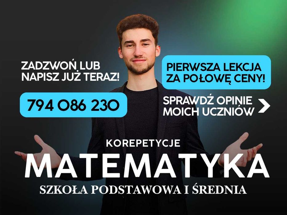 Korepetycje Matematyka zdalne ONLINE, E8 MATURA, szkoła średnia/podst.