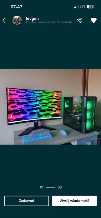 Komputer gamingowy  Rtx3070 Ryzen 7 SSD Win 10 Nvidia