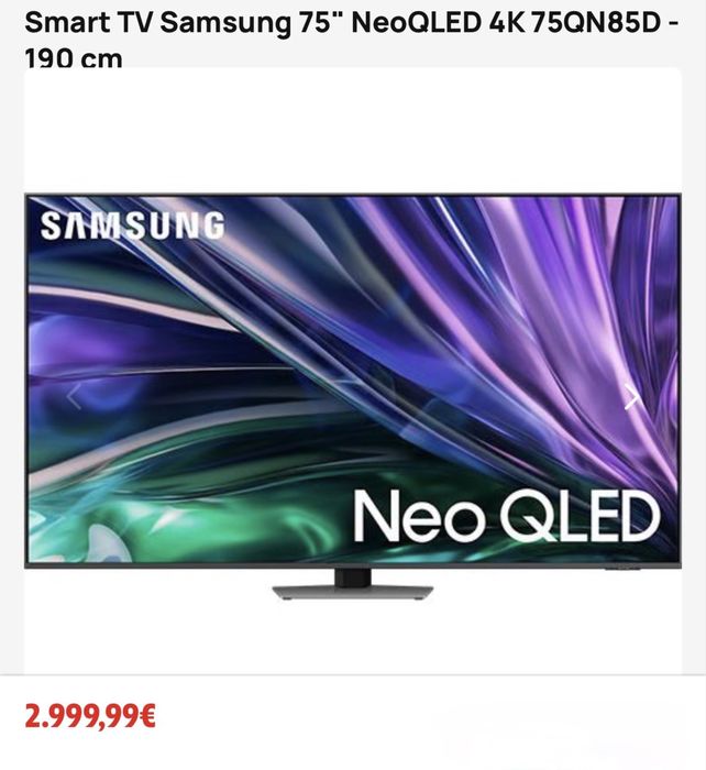 Smart TV Samsung Neo QLED 75 polegadas nova