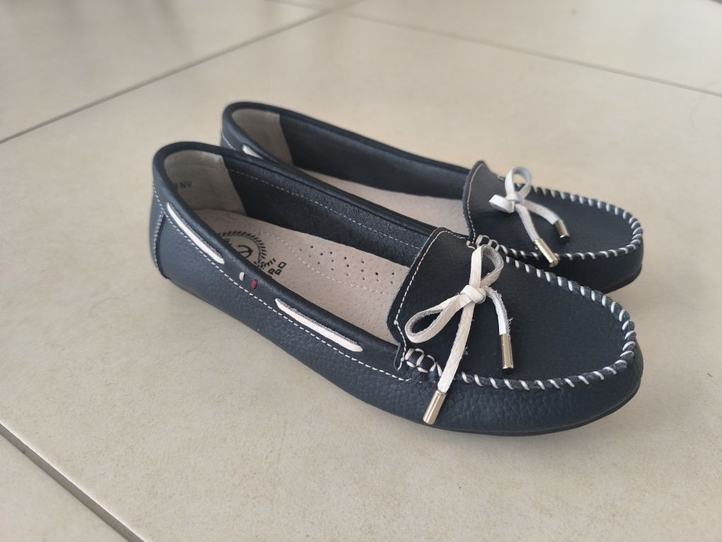 Nowe skórzane mokasyny boat shoes 37