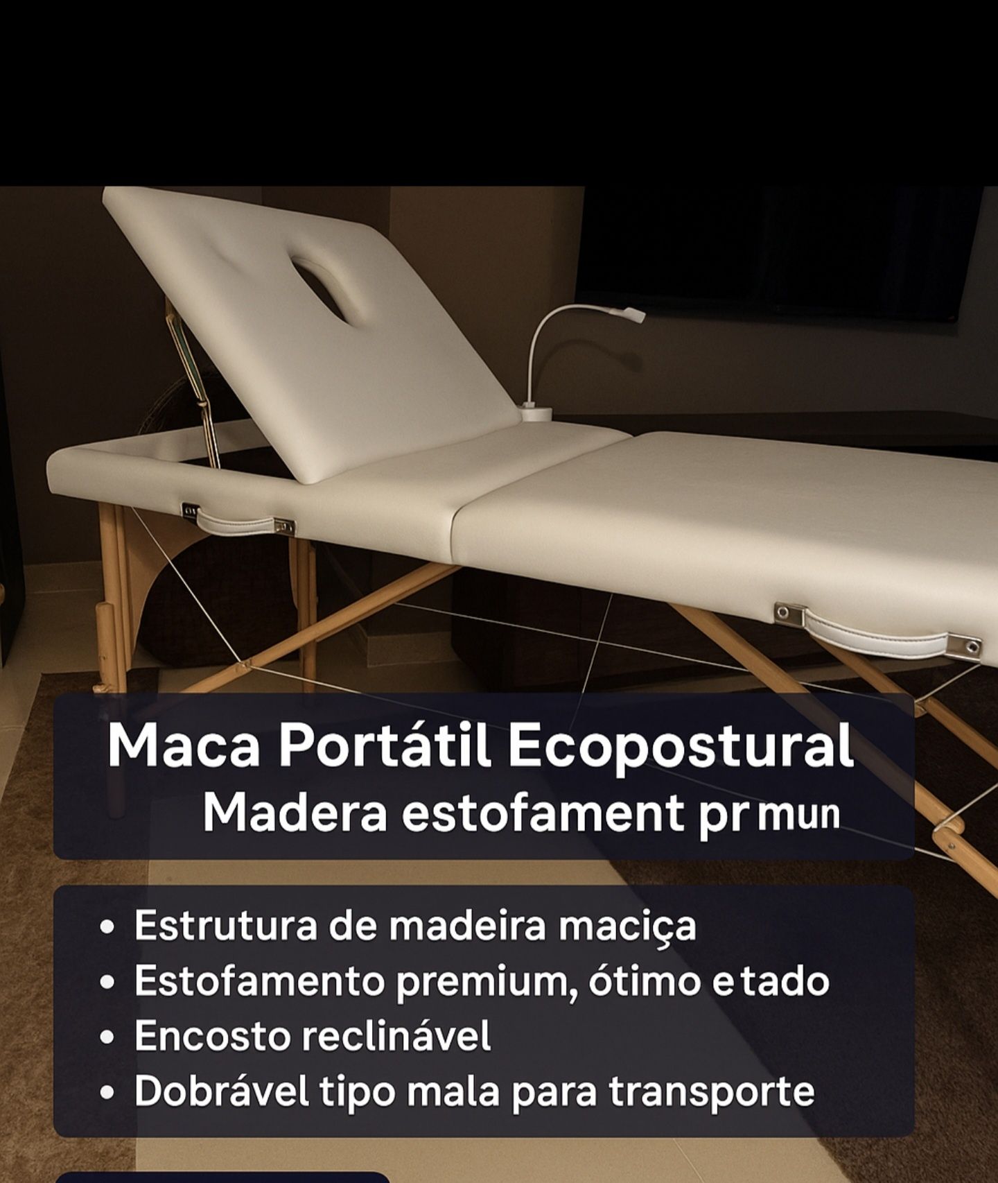 Maca Portátil Profissional Ecopostural – Madeira e Estofamento Premium