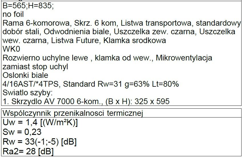 Okno PCV kol. biały wymiar szer. 565 x wys. 835 - ROZWIERNO - UCHYLNE