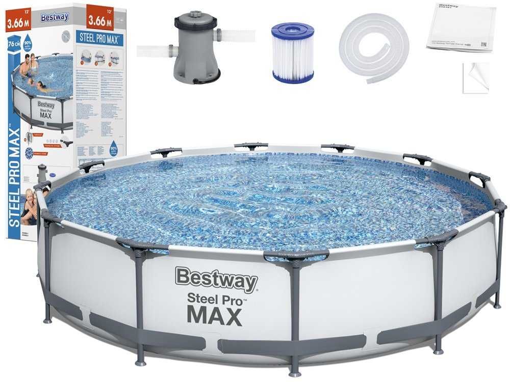 Basen Ogrodowy Stelażowy BESTWAY 366x76 cm PRO MAX Pompa Filtr 9w1