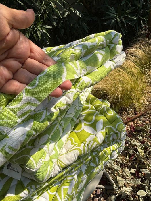 Conjunto de 6 almofadas de chão ou de cadeira algodão estampado verde