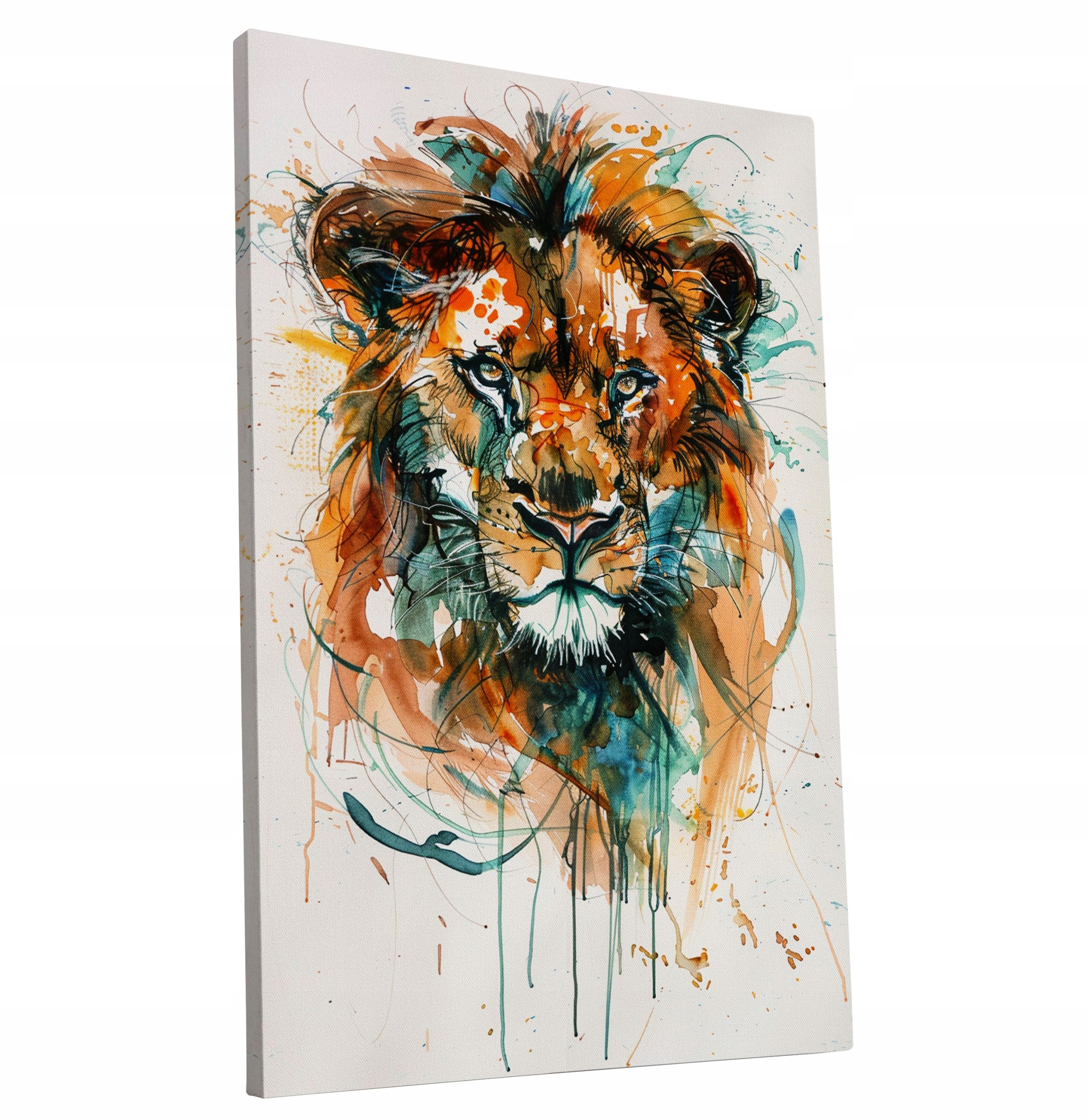 Kolorowy Lew na Płótnie 40x60 cm - Nowoczesny Styl Dekoracji