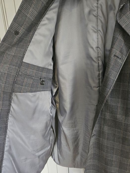 Klasyczny płaszcz męski Marks and Spencer XXXL ocieplany w kratę - zim