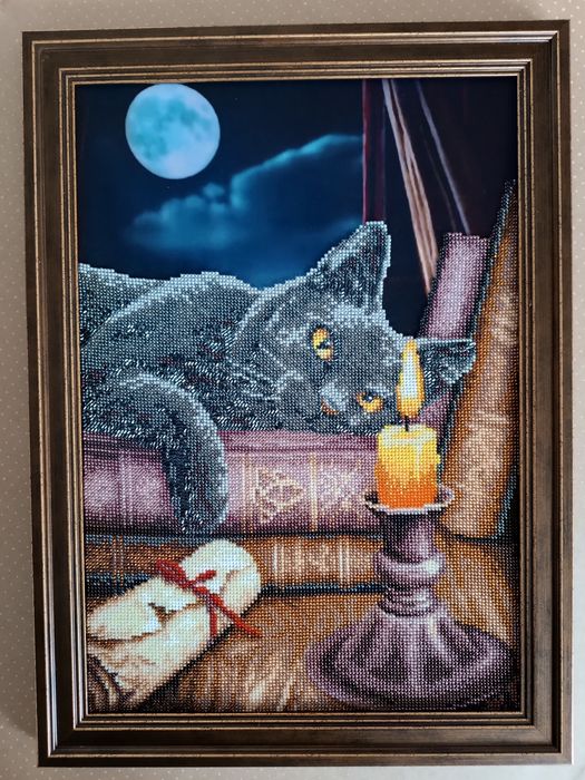 Картина Вчений кіт вишита чеським бісером