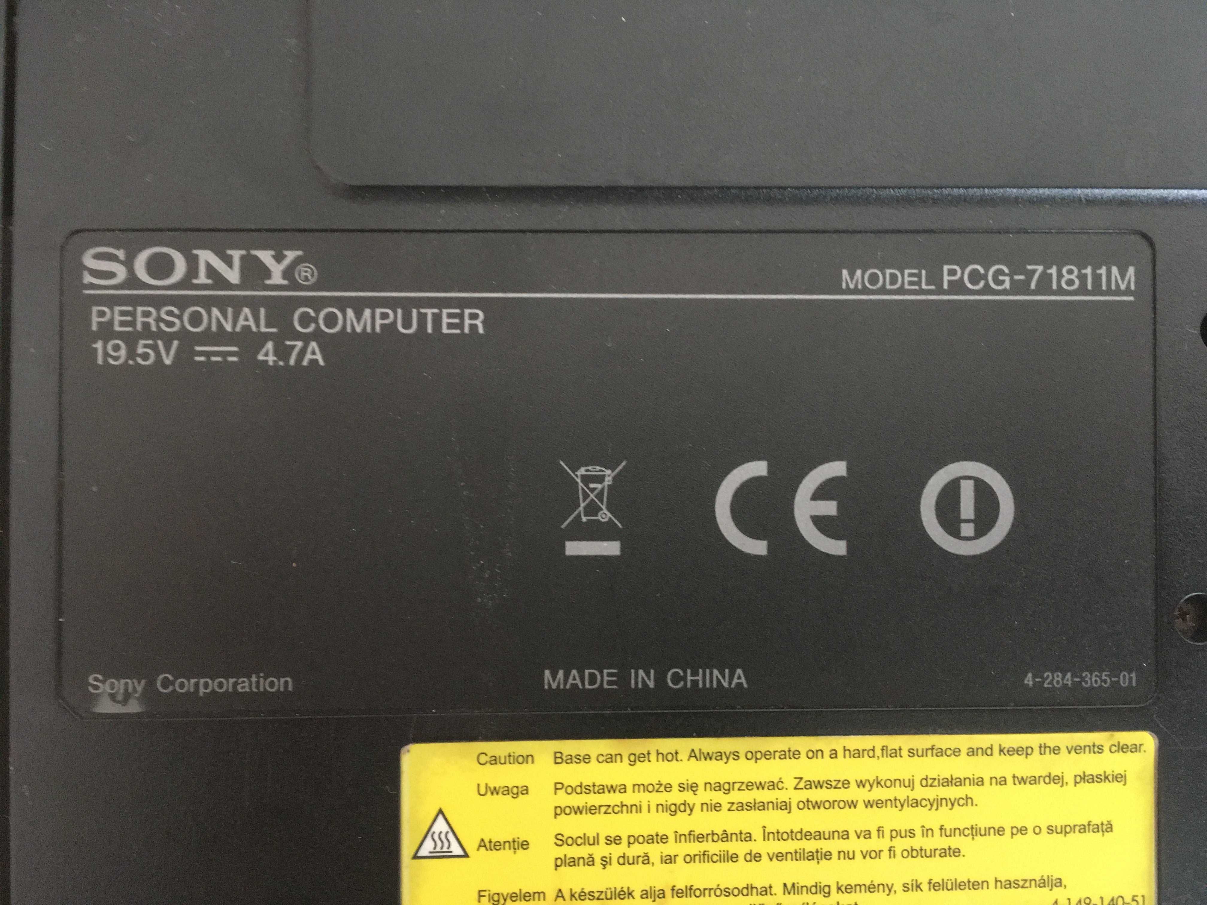 Laptop Sony VAIO PCG-71811m, 2GB DDR3, Intel Core B820 1,7GHz
