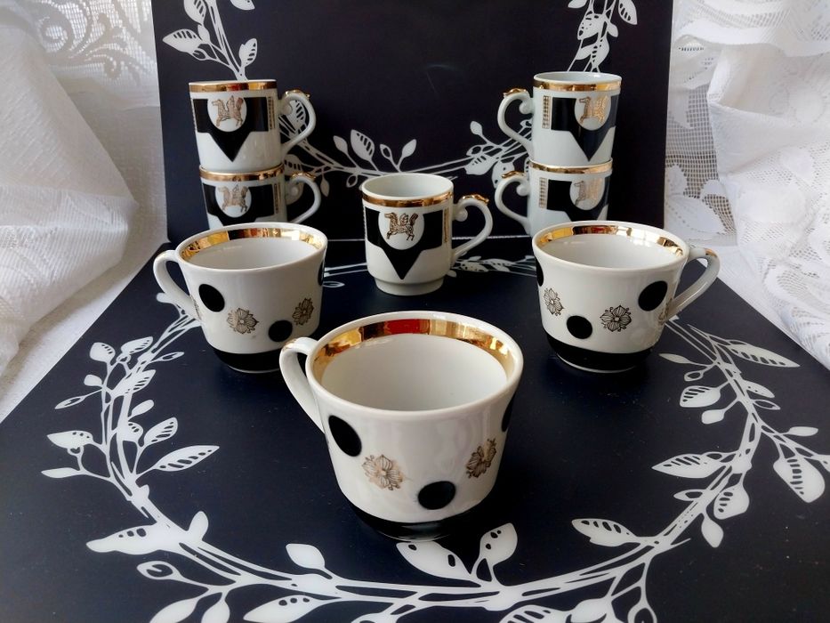 Чорно-біла порцеляна широка полоса позолоти Суми Городниця Вербілки