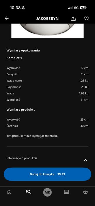 Klosz lampy wiszacej JAKOBSBYN