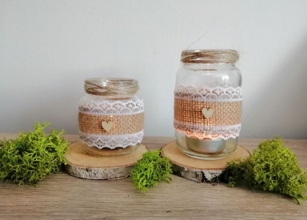 Świecznik na tealight ślub wesele komunia rustykalne dekoracje