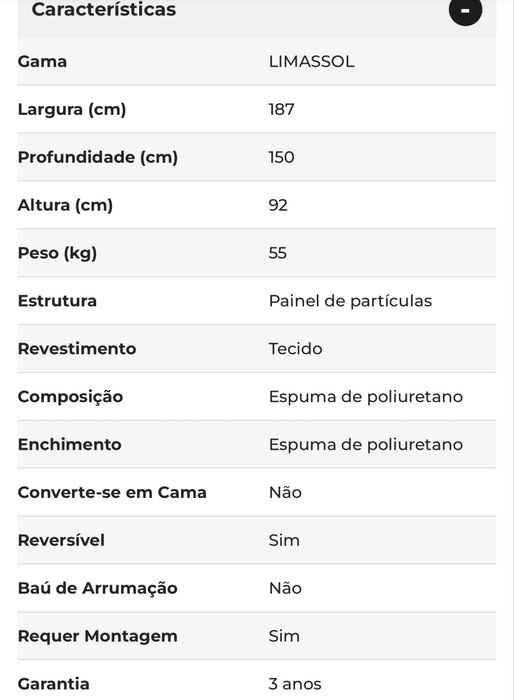 Sofá chaise longue reversível LIMASSOL