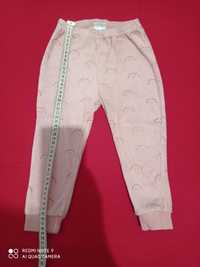 Велюровые хлопковые фирменные розовые штаны с манжетами для девочки