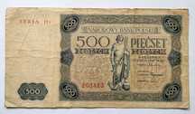 500 złotych (zł) 1947 - rzadka seria H3 - stan mocno obiegowy