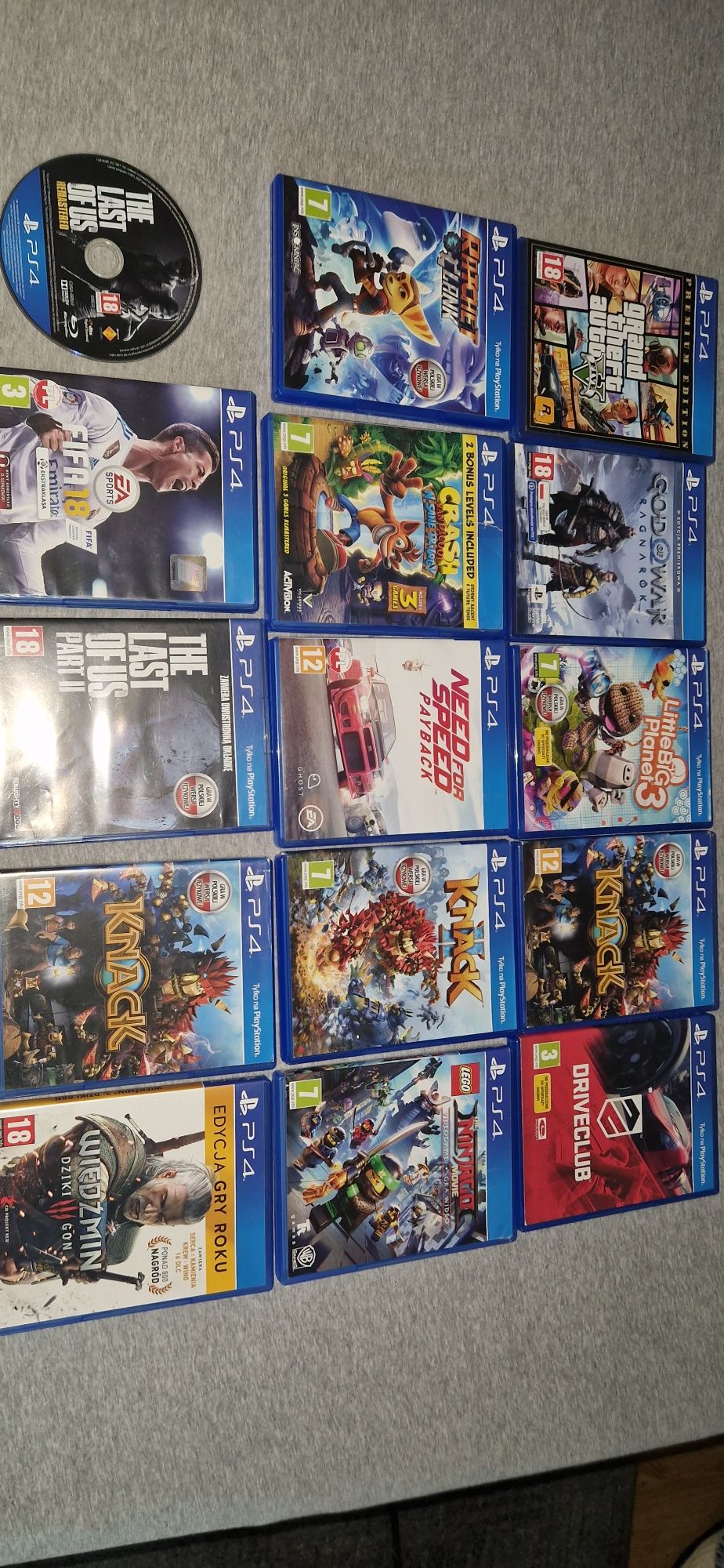 Zestaw 17 gier na PS4 – m.in. GTA V, The Last of Us, Wiedźmin 3, Crash
