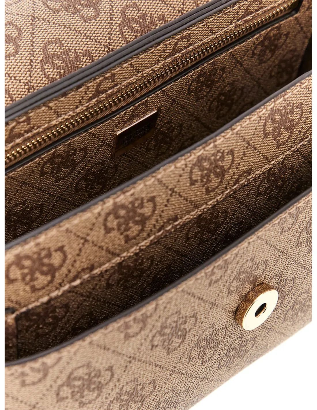 Torebka damska GUESS beżowa z nadrukiem monogramu