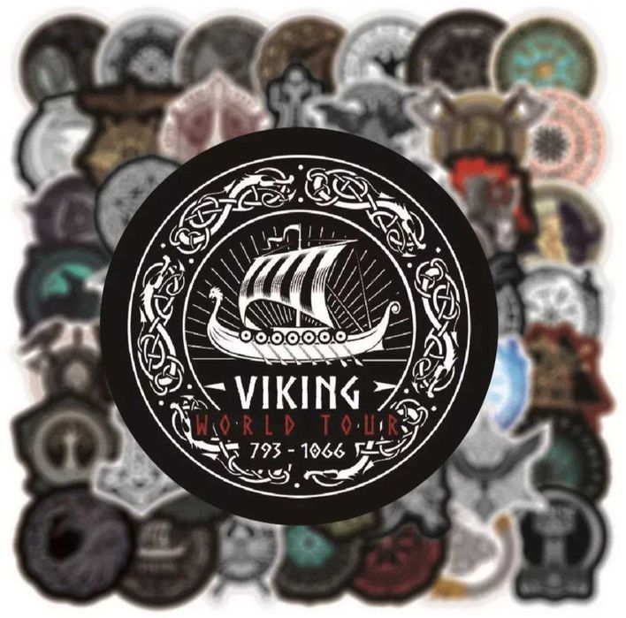 Набор стикеров 50 шт виниловые наклейки викинги древние символы