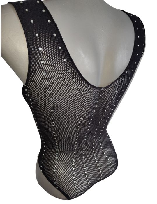 Body z kryształkami całość czarna bielizna body Victoria's Secret 36S