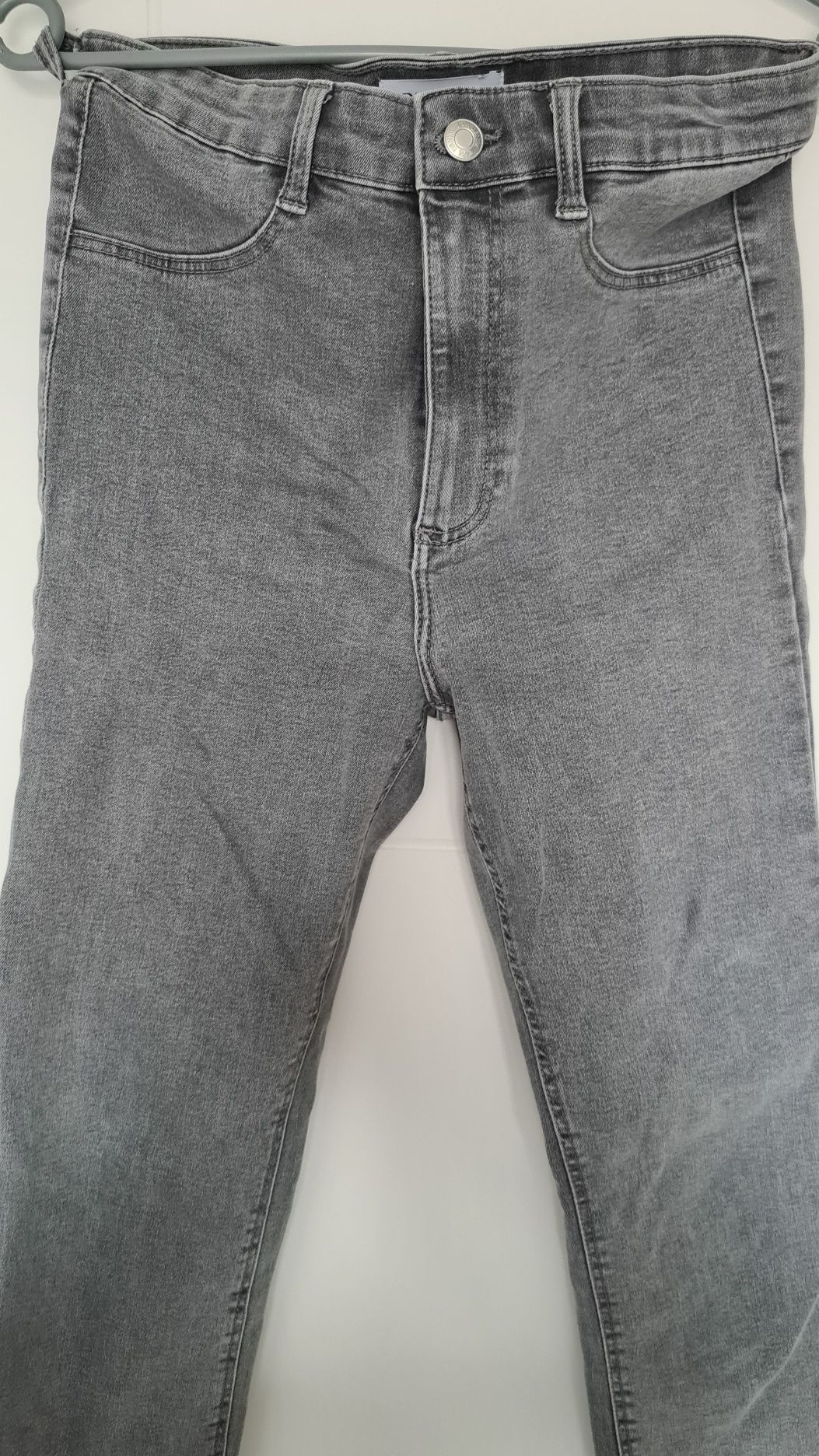 Spodnie jeansy skinny fit jegginsy szare z wysokim stanem Zara 36 / S