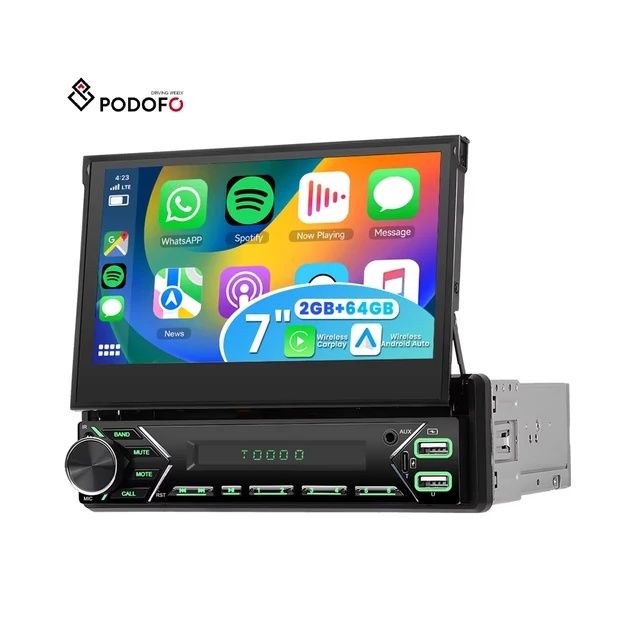Rádio android 13 1din 7" 2/32GB retrátil GPS WiFi BT Carplay NOVO