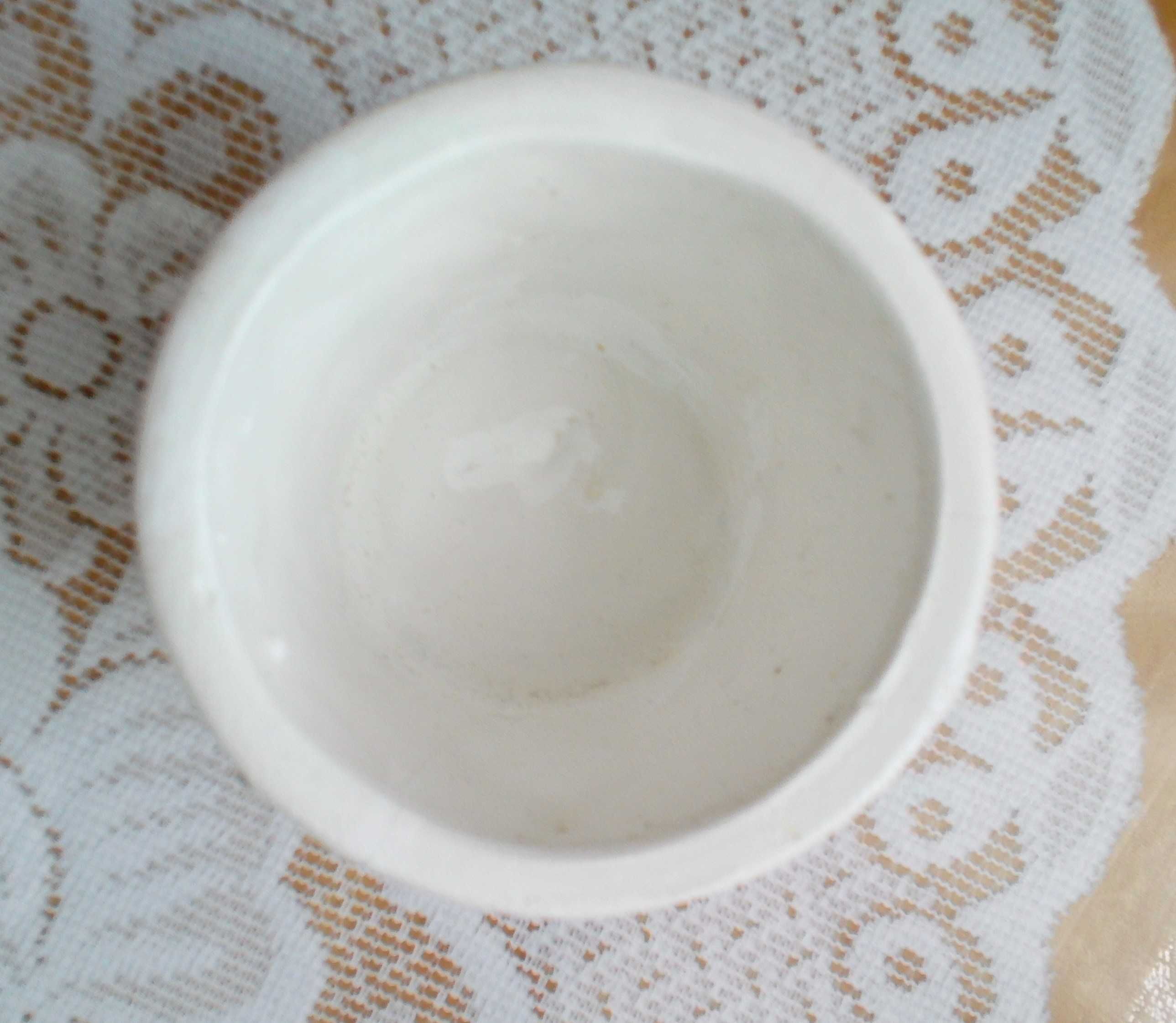 Osłonka / doniczka ceramiczna biała z brokatem, wysokość 6 cm