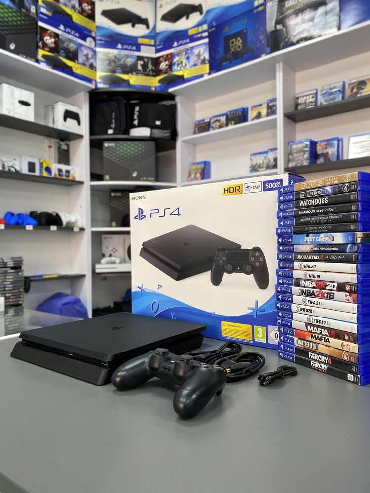 PlayStation 4 Slim + 3 гри на вибір, з гарантією 12 місяців