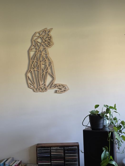 Kot na ścianę ozdoba kotek drewniany