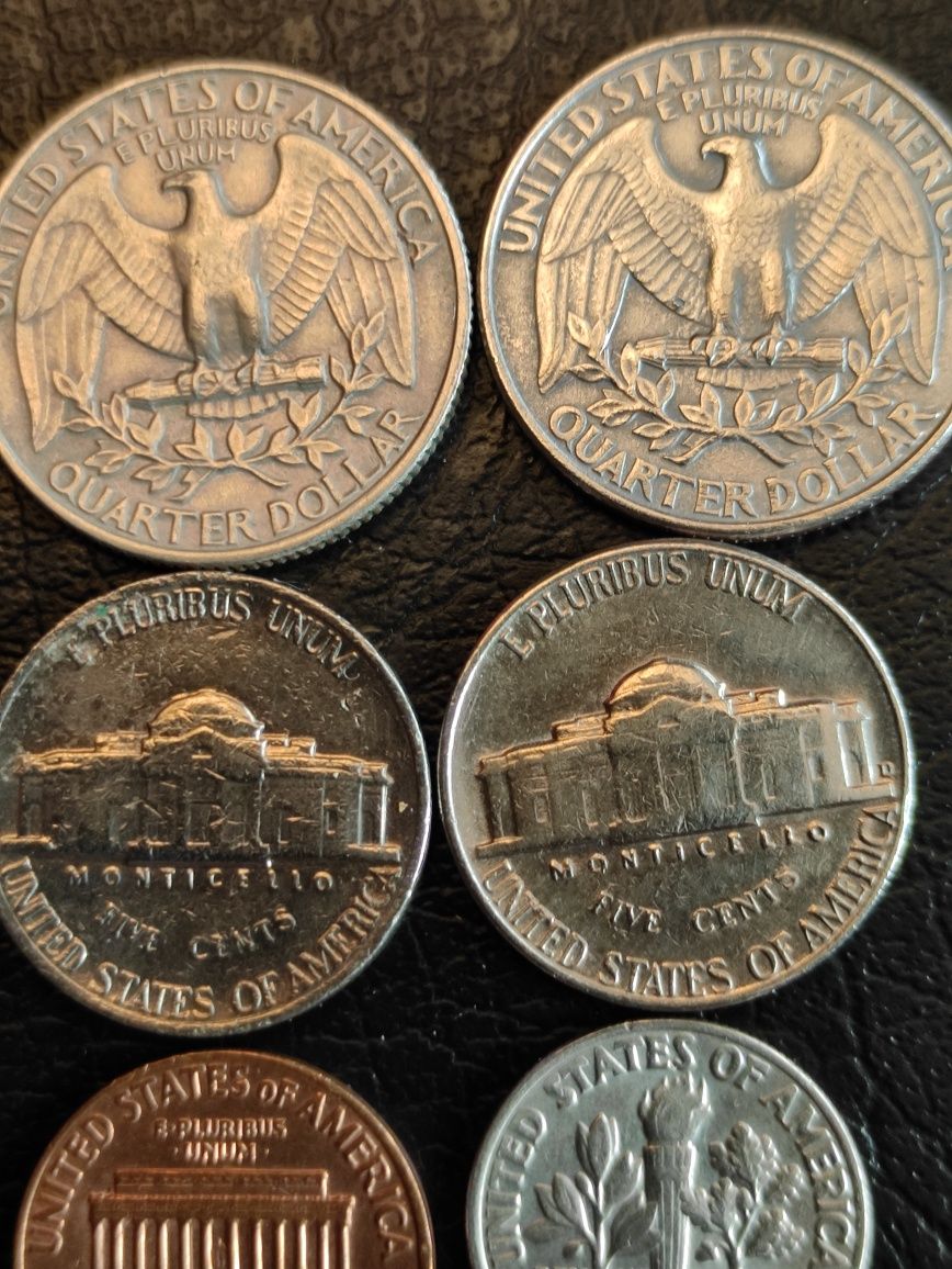 Monety USA ¼ dolara, 1995 r. / 5 centów, 1988 r.